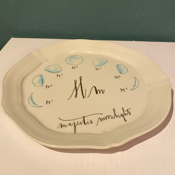 Anthropologie Linea Carta Mm Majestic Moonlight Dessert Canape Plate Initial - Picture 5 of 6